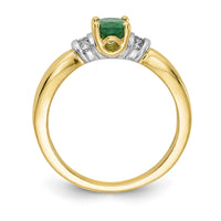 14k with Rhodium Diamond and Oval Emerald Ring-RM5762