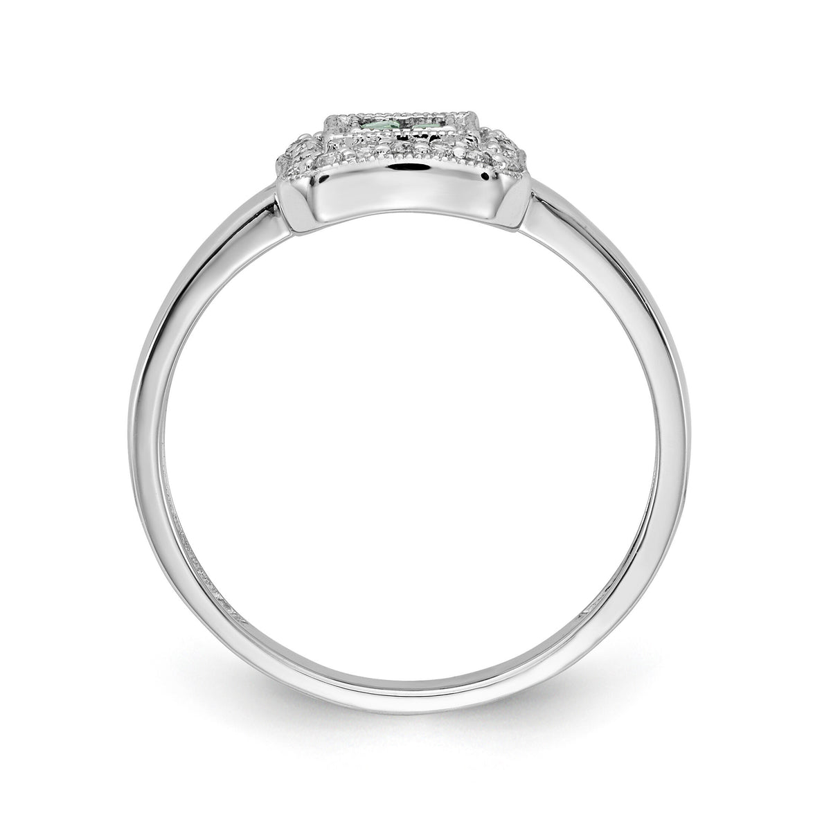 14k White Gold Square Design Emerald and Diamond Ring-RM5763