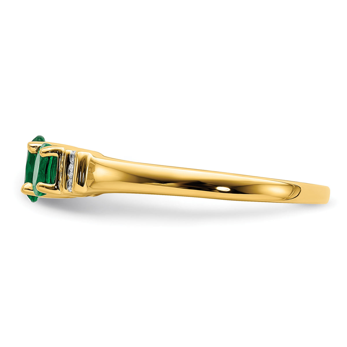14k Polished Triple Emerald and Diamond 3-stone Ring-RM5764