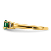 14k Polished Triple Emerald and Diamond 3-stone Ring-RM5764