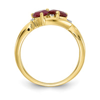 14k Lab Created Ruby and Diamond Double Heart Ring-RM5765