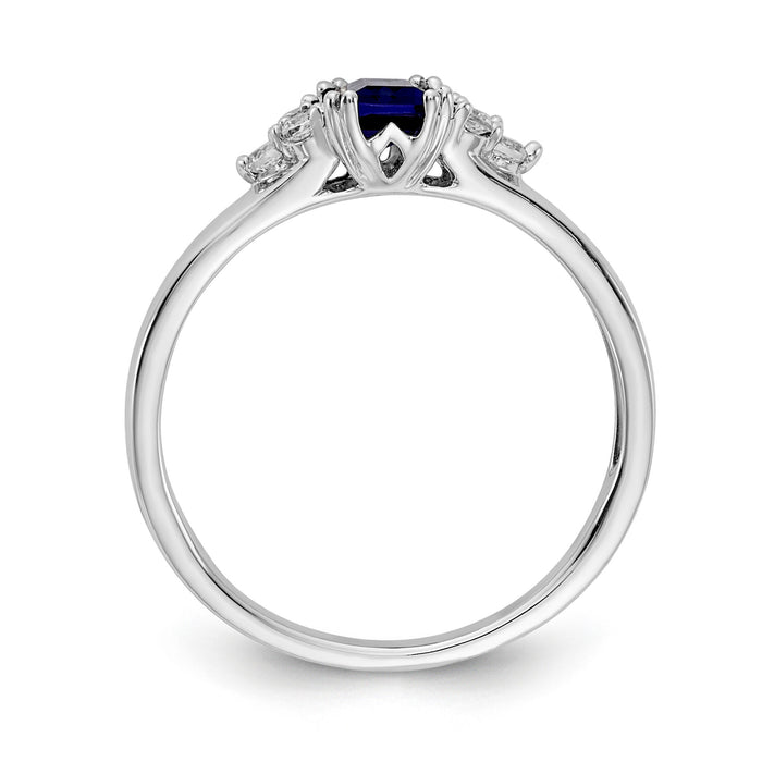 14k White Gold Diamond and Sapphire Ring-RM5767