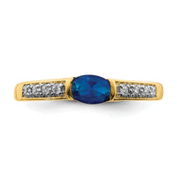 14k Oval East-West Sapphire and Diamond Ring-RM5769