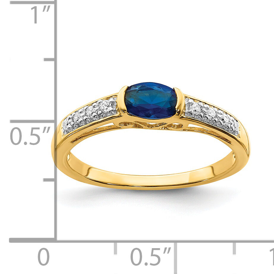 14k Oval East-West Sapphire and Diamond Ring-RM5769