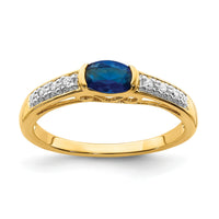 14k Oval East-West Sapphire and Diamond Ring-RM5769