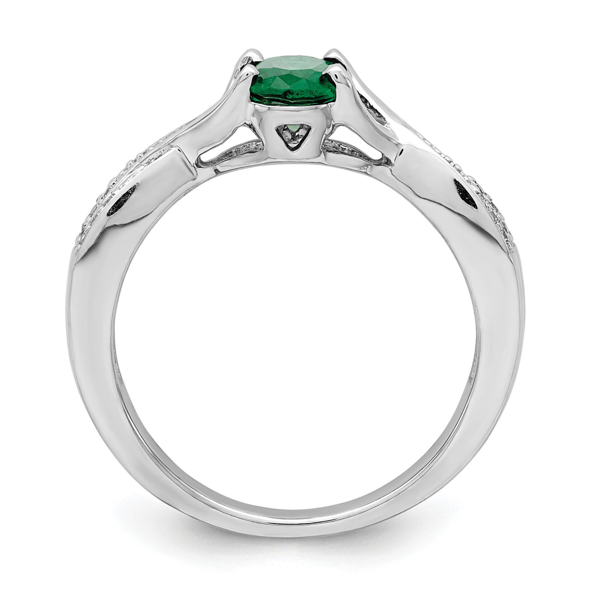 14k White Gold Oval Emerald and Diamond Ring-RM5773