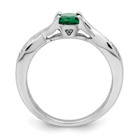 14k White Gold Oval Emerald and Diamond Ring-RM5773