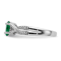 14k White Gold Oval Emerald and Diamond Ring-RM5773