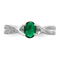 14k White Gold Oval Emerald and Diamond Ring-RM5773
