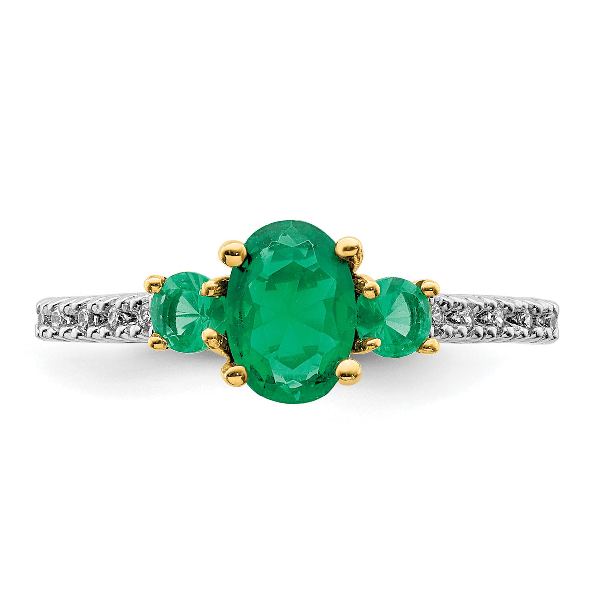 14k Oval Emerald and Diamond Ring-RM5775