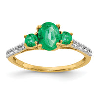 14k Oval Emerald and Diamond Ring-RM5775
