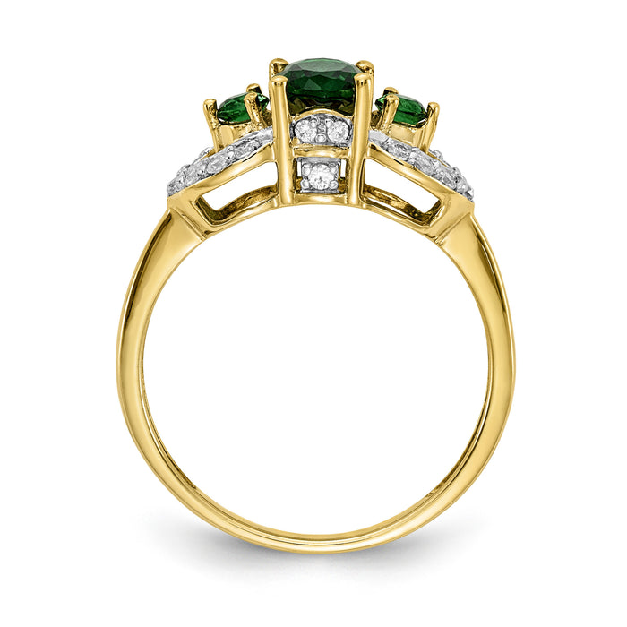 14k Oval Emerald and Diamond Ring-RM5776
