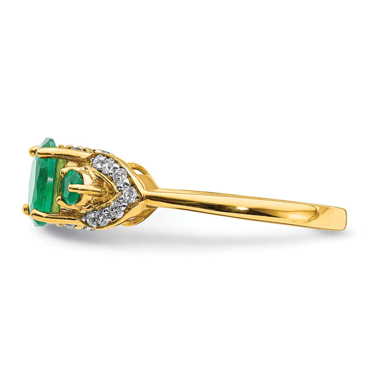 14k Oval Emerald and Diamond Ring-RM5776