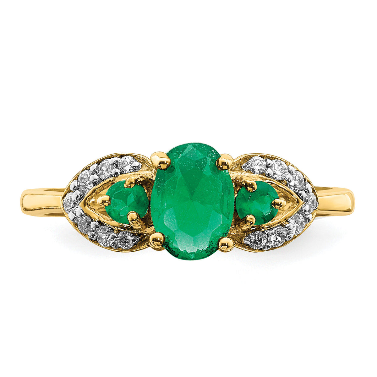 14k Oval Emerald and Diamond Ring-RM5776