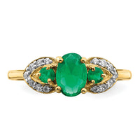 14k Oval Emerald and Diamond Ring-RM5776