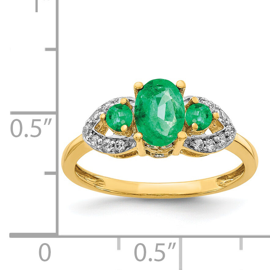 14k Oval Emerald and Diamond Ring-RM5776