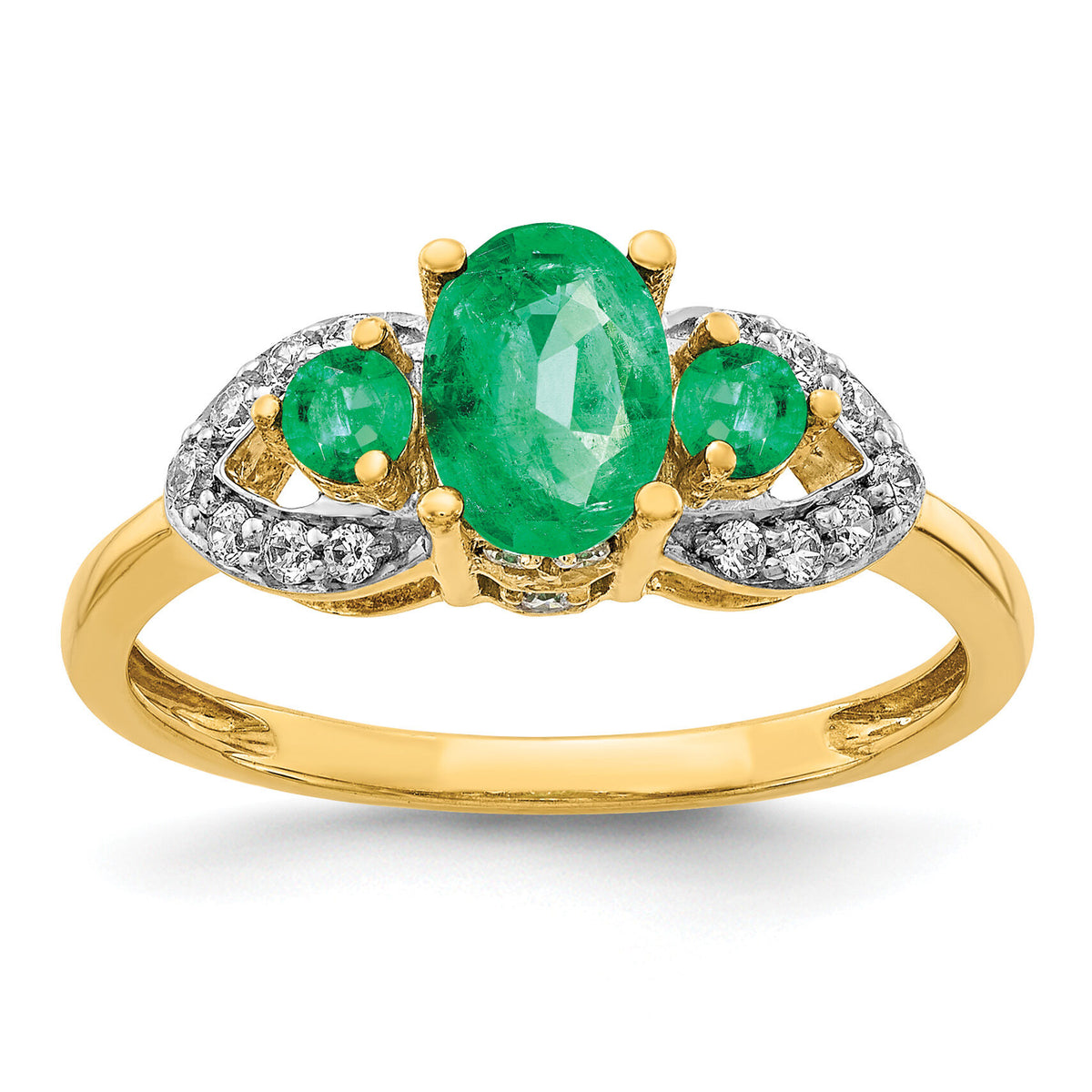 14k Oval Emerald and Diamond Ring-RM5776