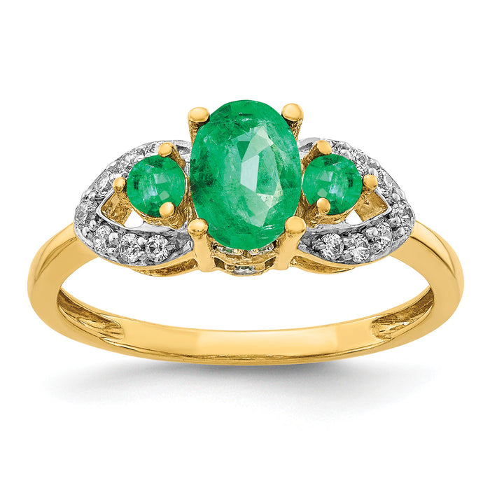 14k Oval Emerald and Diamond Ring-RM5776