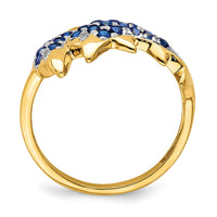 14k w/ Rhodium Diamond and Sapphire Dolphins Ring-RM5779