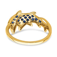 14k w/ Rhodium Diamond and Sapphire Dolphins Ring-RM5779