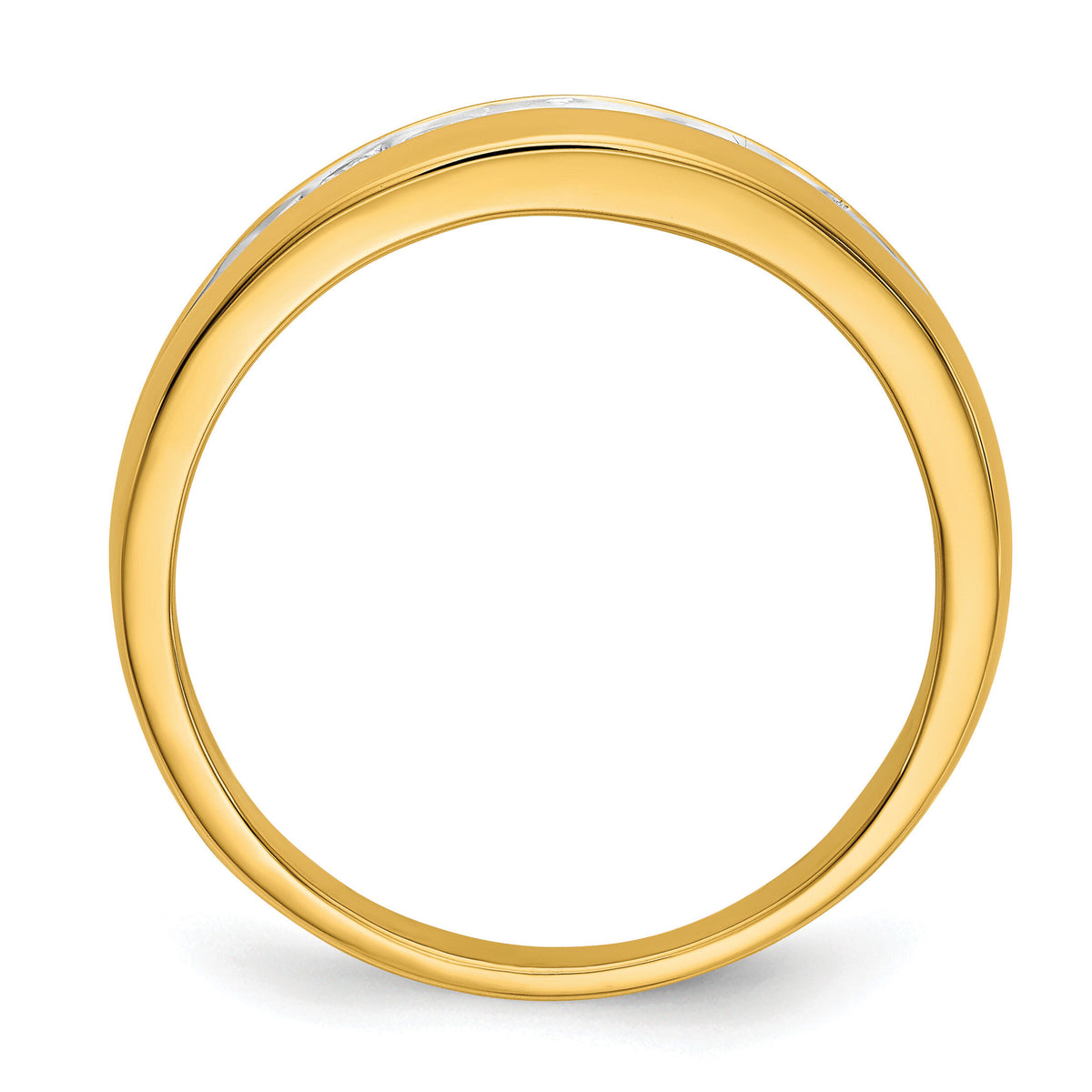 10K w/Rhodium Diamond Mens Channel Ring-RM5780