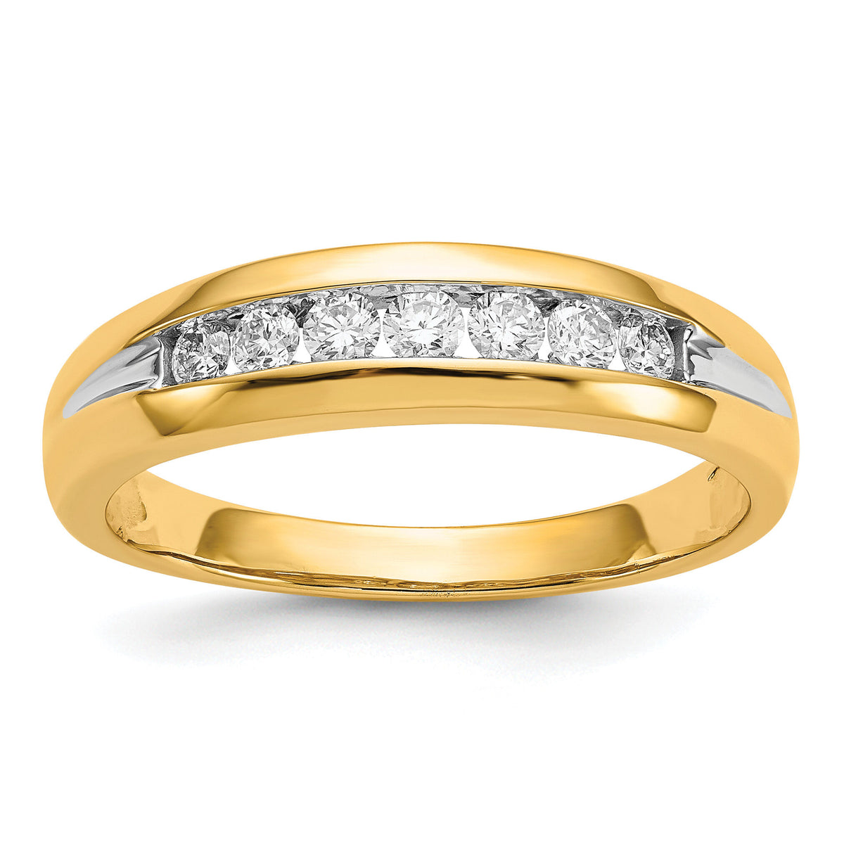10K w/Rhodium Diamond Mens Channel Ring-RM5780