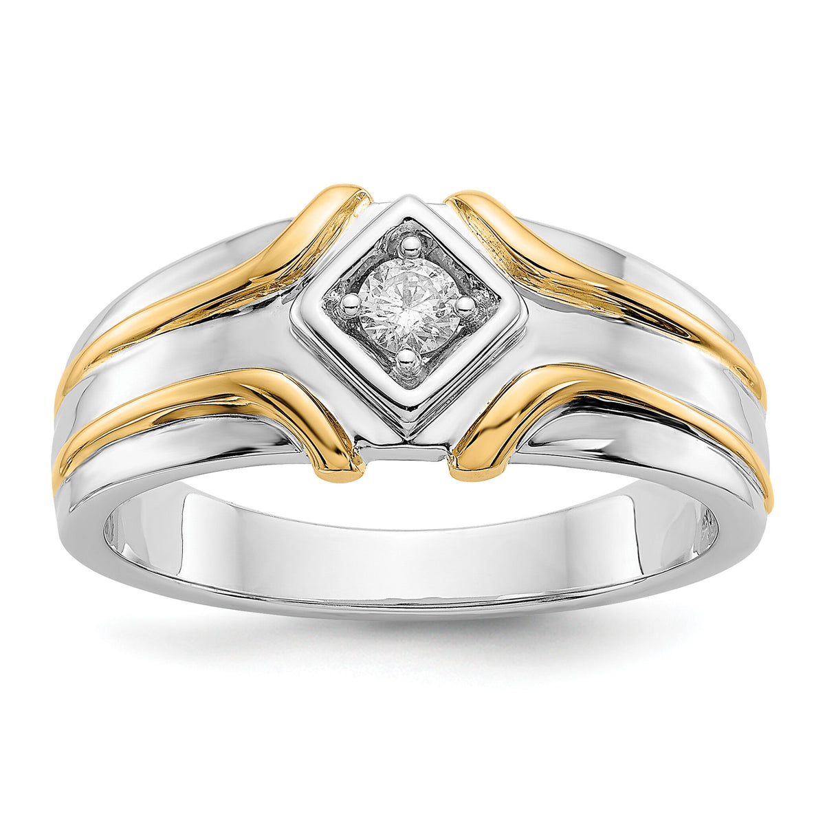14k Two-tone Diamond Mens Ring-RM5781