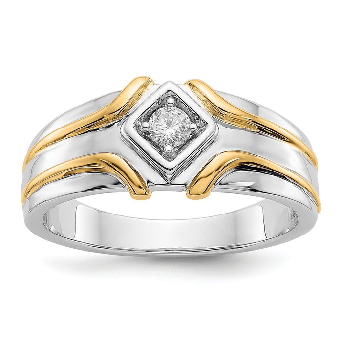 14k Two-tone Diamond Mens Ring-RM5781