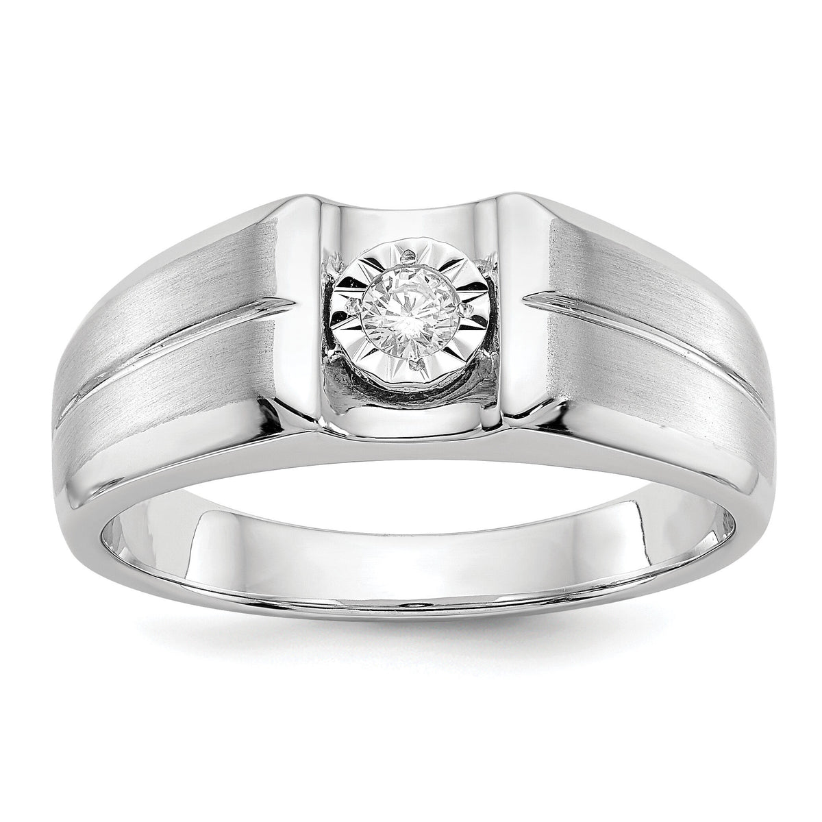 14k White Gold Diamond Mens Ring-RM5783