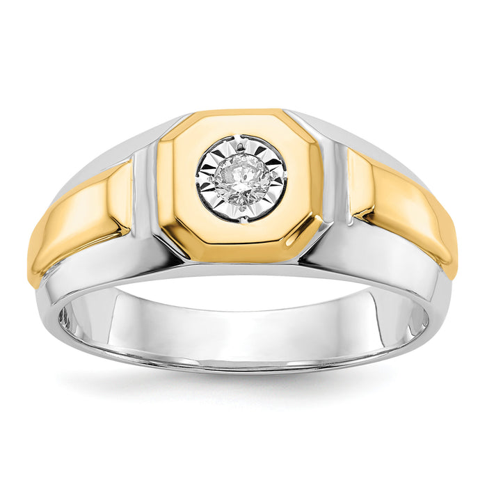 14k Two-tone Diamond Mens Ring-RM5784
