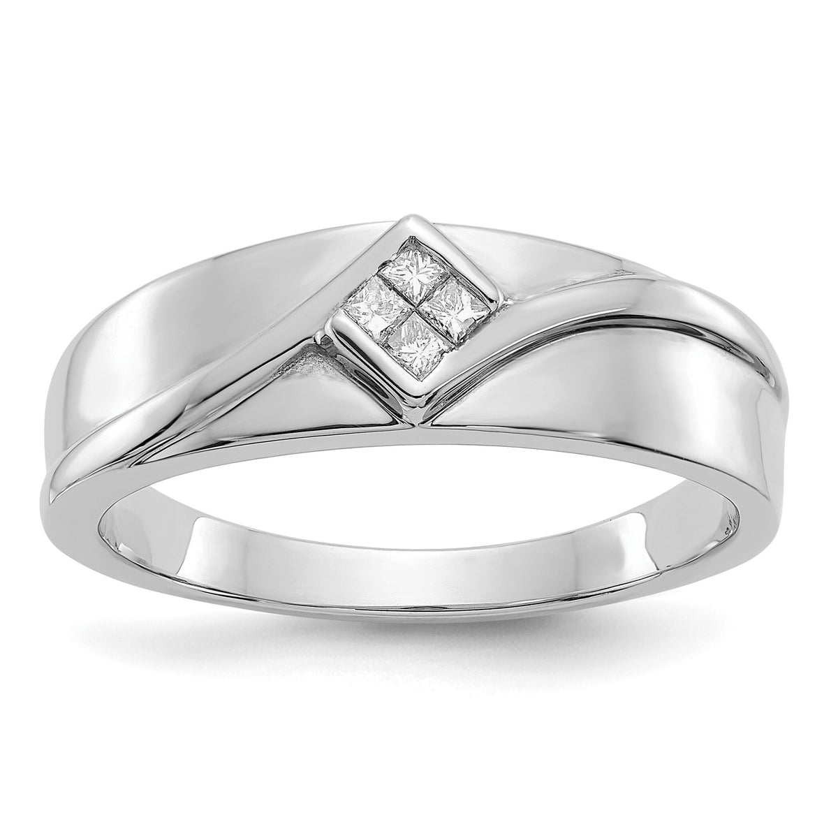 14k White Gold Diamond Mens Ring-RM5786