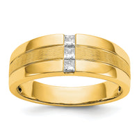 14k Mens Diamond Polished and Satin Ring-RM5787