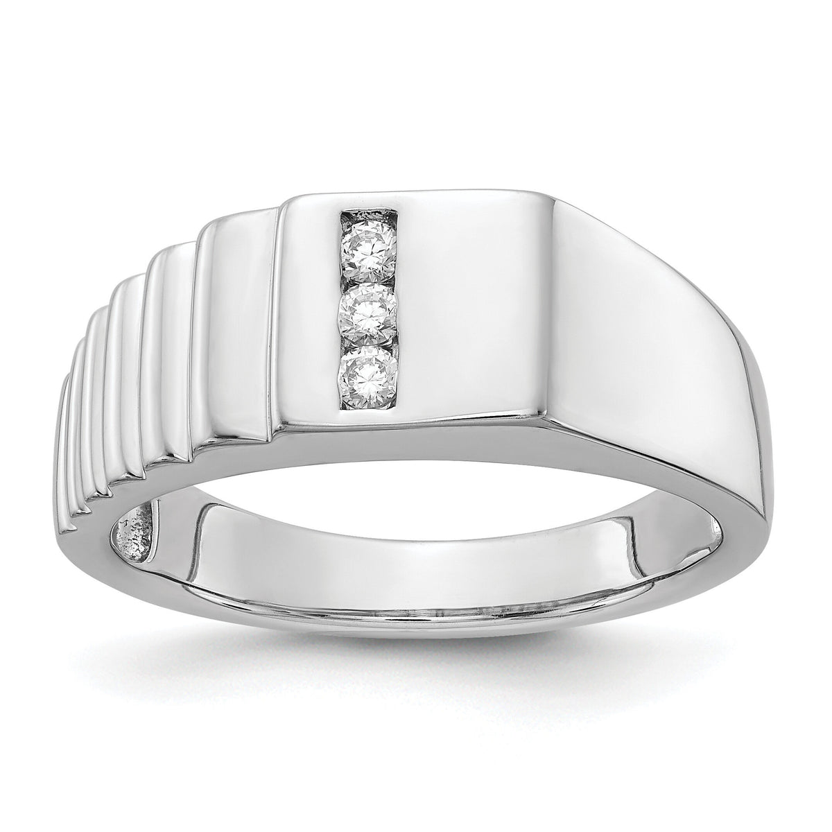 14k White Gold Diamond Mens Ring-RM5790
