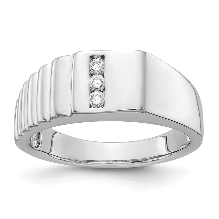 14k White Gold Diamond Mens Ring-RM5790