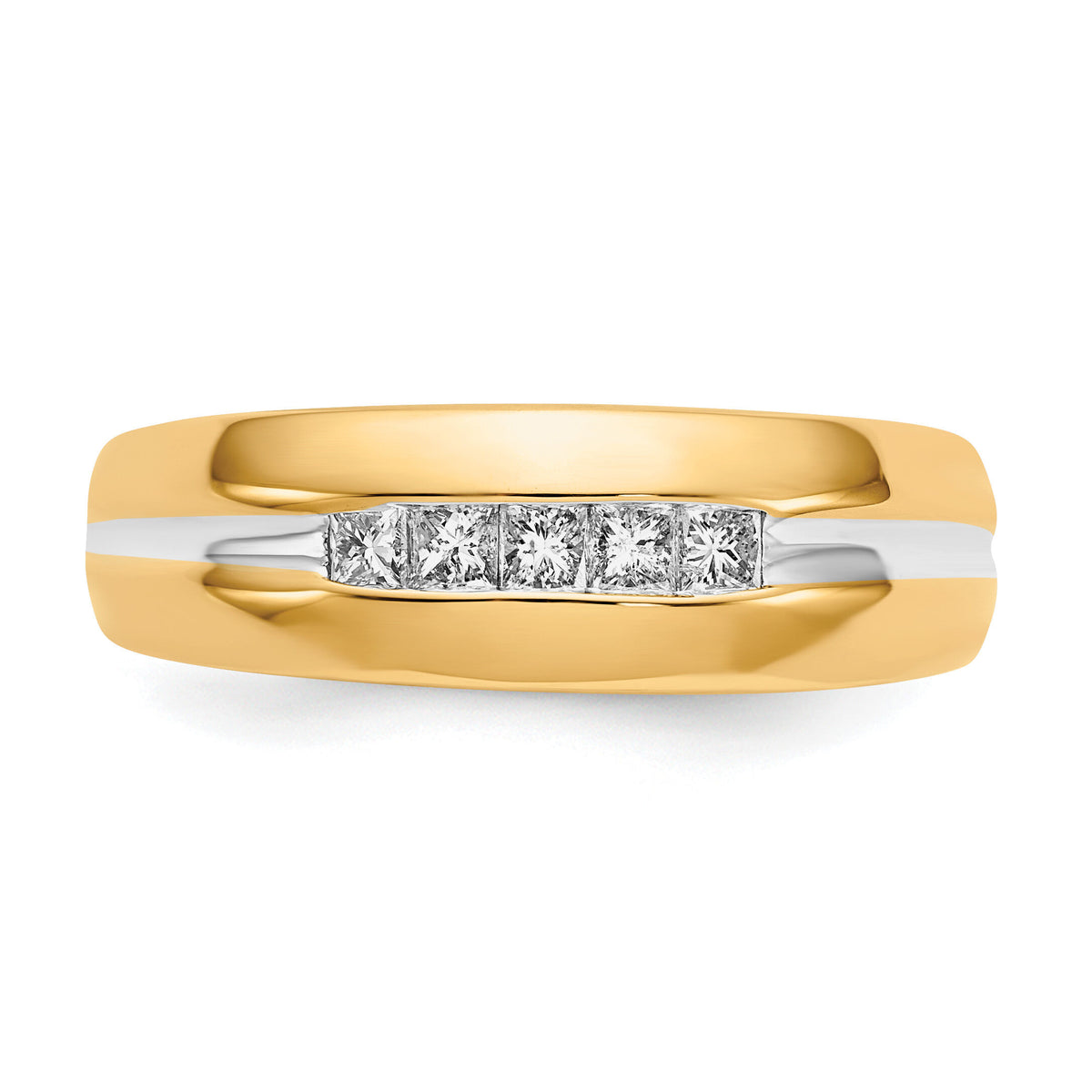 14k with Rhodium Diamond Mens Ring-RM5791
