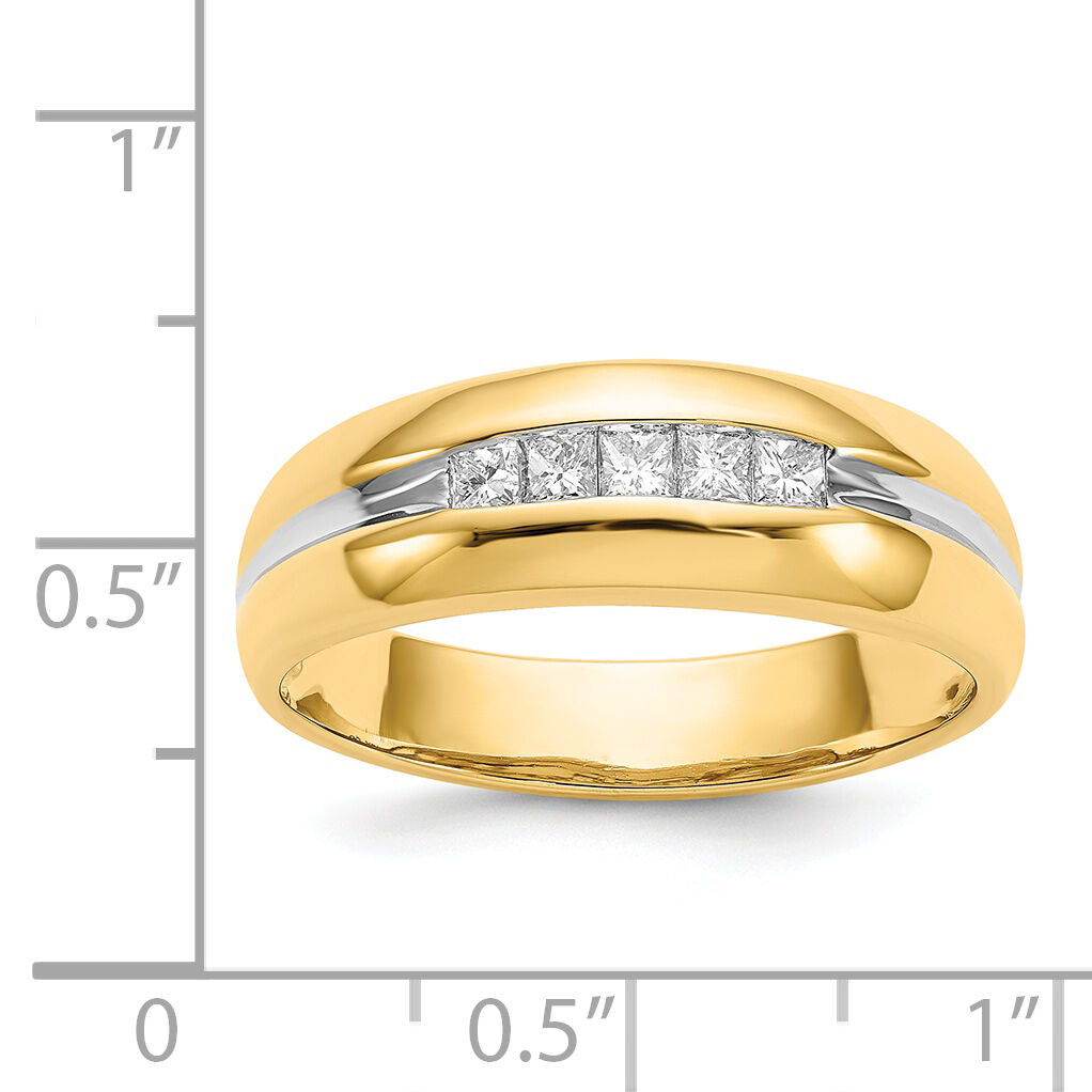 14k with Rhodium Diamond Mens Ring-RM5791