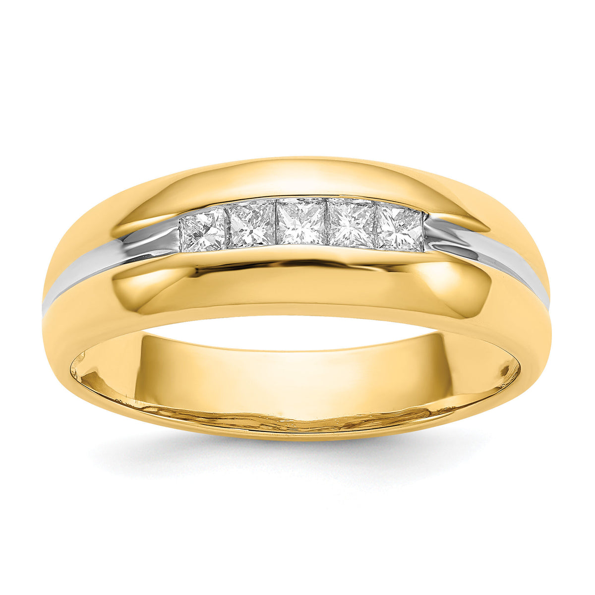 14k with Rhodium Diamond Mens Ring-RM5791
