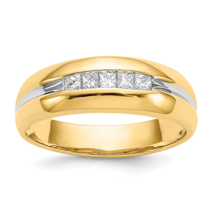 14k with Rhodium Diamond Mens Ring-RM5791