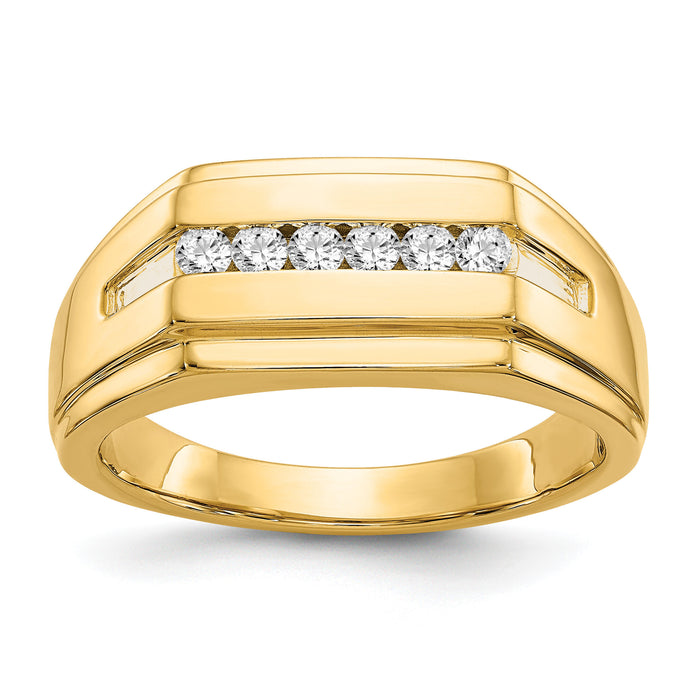 14k Diamond 6-stone Mens Ring-RM5793