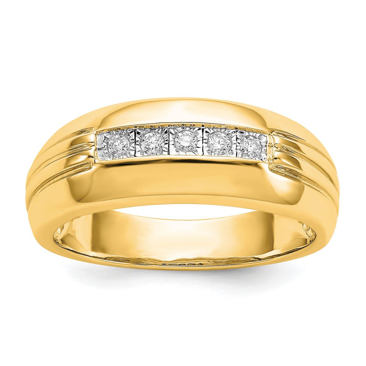 14k Diamond 5-stone Mens Ring-RM5795