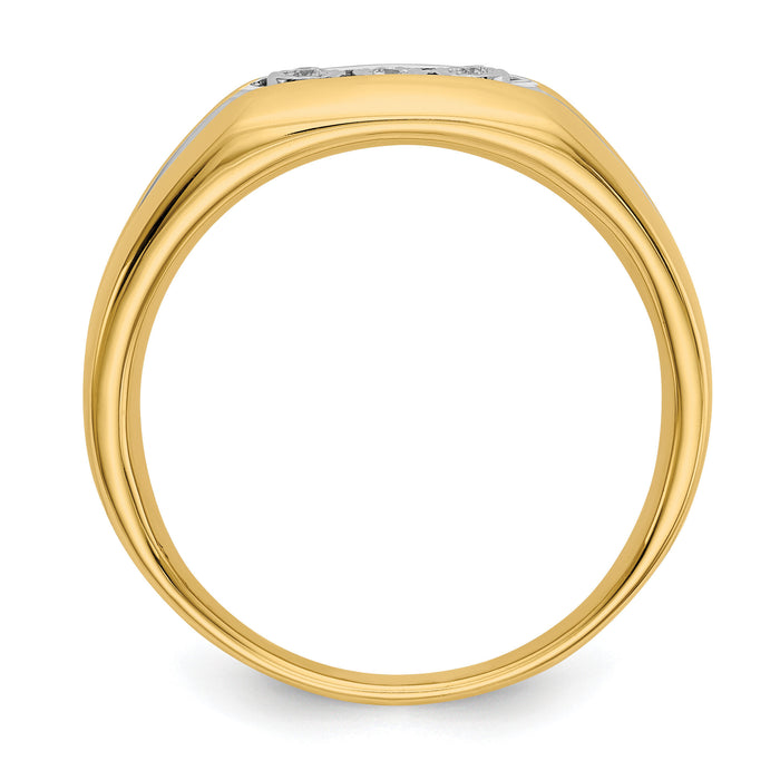 14k with Rhodium Diamond Mens Ring-RM5796