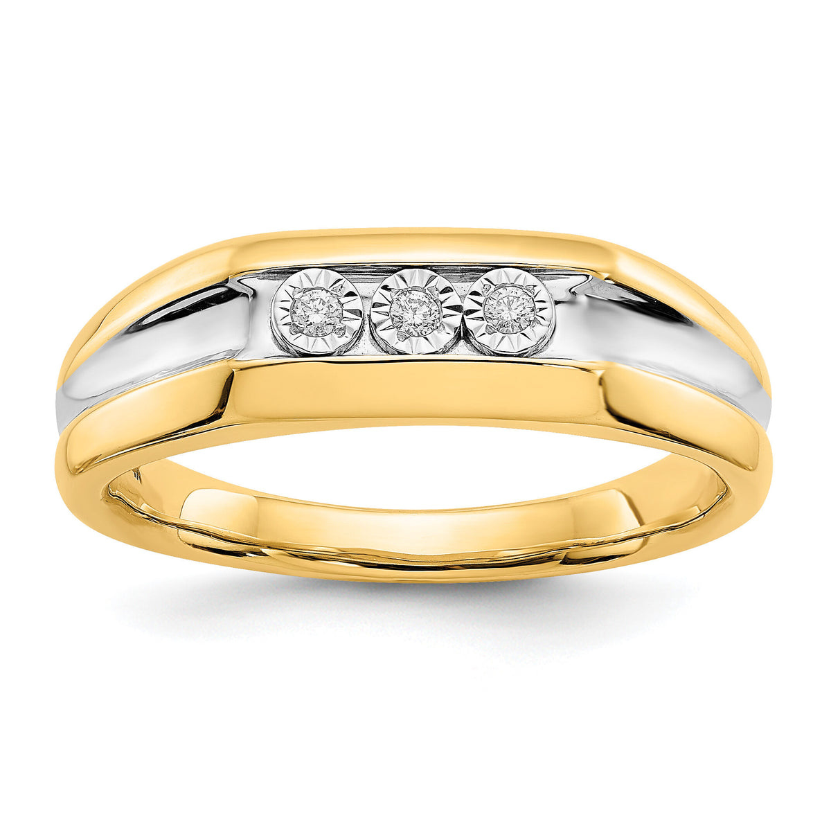 14k with Rhodium Diamond Mens Ring-RM5796