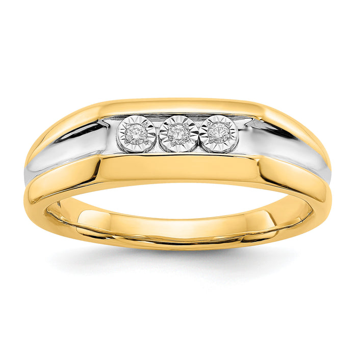 14k with Rhodium Diamond Mens Ring-RM5796