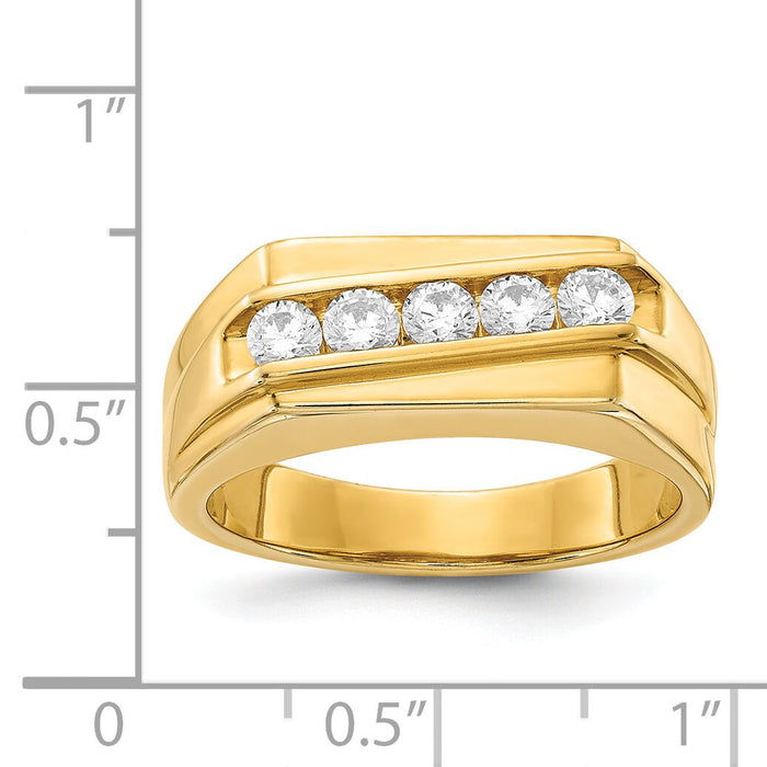 14k Diamond 5-stone Mens Ring-RM5797