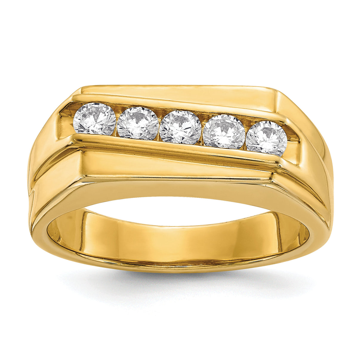 14k Diamond 5-stone Mens Ring-RM5797