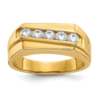 14k Diamond 5-stone Mens Ring-RM5797