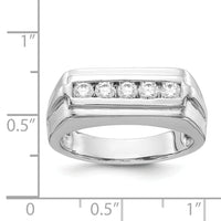 14k White Gold Diamond 5-stone Mens Ring-RM5798