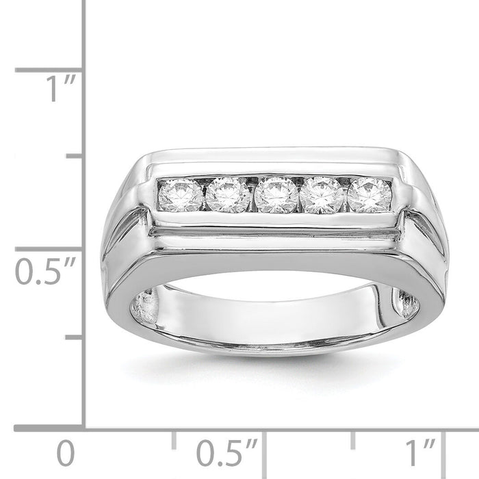 14k White Gold Diamond 5-stone Mens Ring-RM5798
