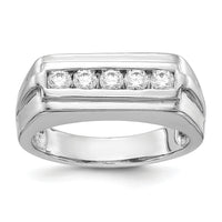 14k White Gold Diamond 5-stone Mens Ring-RM5798
