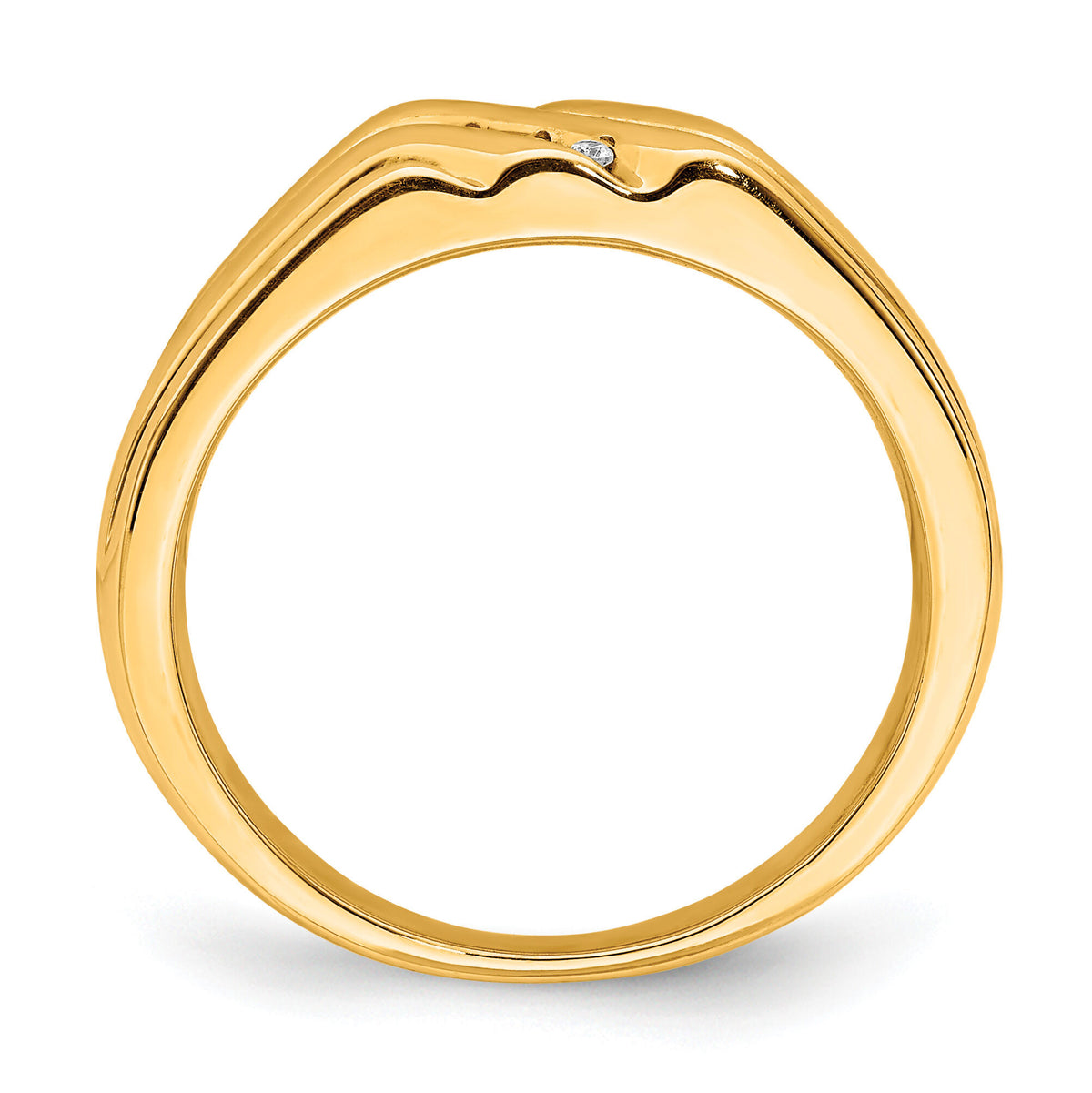 10K w/Rhodium Diamond Mens Ring-RM5799